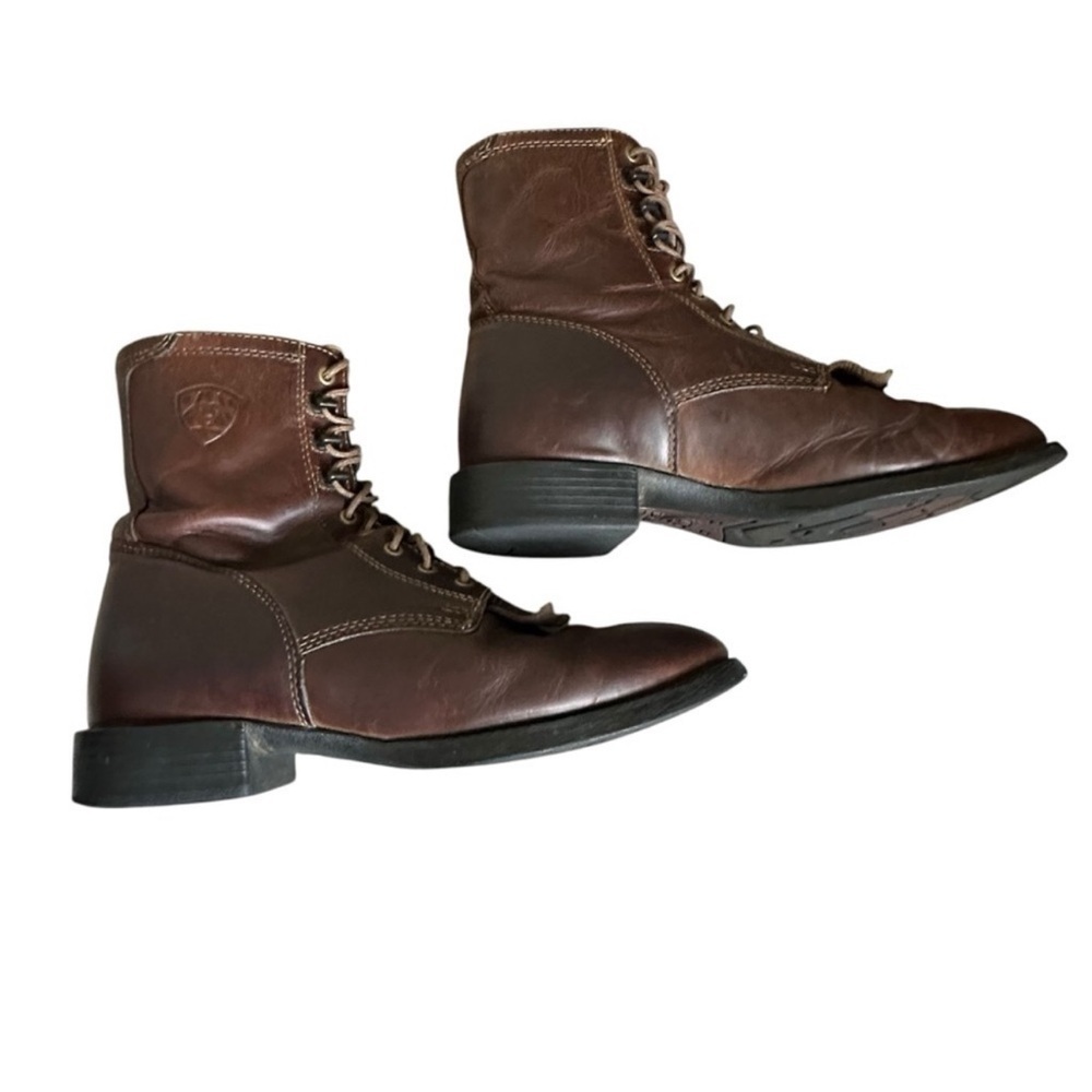 Ariat Heritage Lacer Boots Brown Leather Riding Lace Up Fringe 8.5 - Picture 6 of 16
